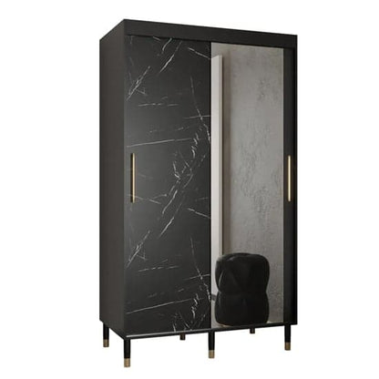 Barrie I Mirrored Wardrobe With Sliding 2 Doors 120cm In Black