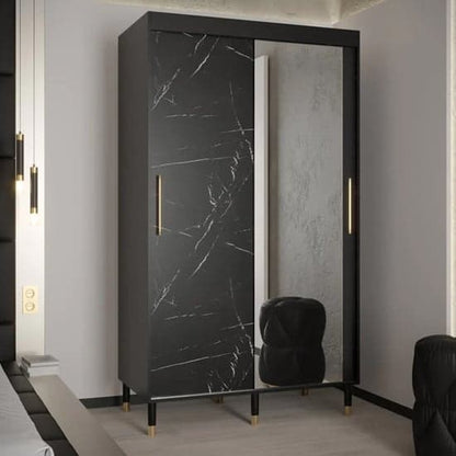 Barrie I Mirrored Wardrobe With Sliding 2 Doors 120cm In Black