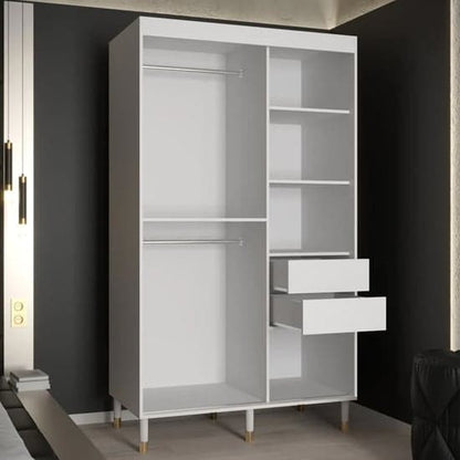 Barrie I Mirrored Wardrobe With Sliding 2 Doors 120cm In White