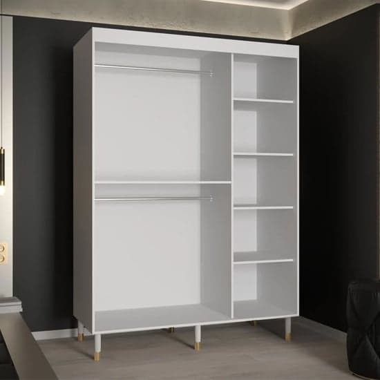 Barrie I Mirrored Wardrobe With Sliding 2 Doors 150cm In White