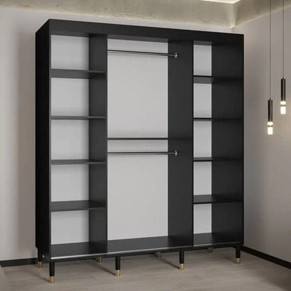 Barrie I Mirrored Wardrobe With Sliding 2 Doors 180cm In Black