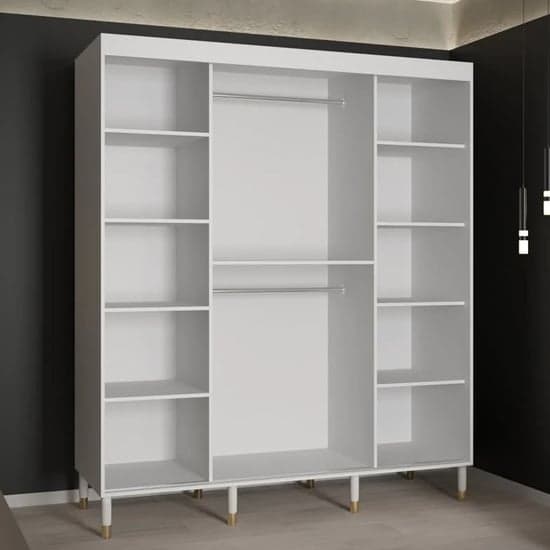 Barrie I Mirrored Wardrobe With Sliding 2 Doors 180cm In White