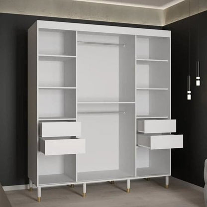 Barrie I Mirrored Wardrobe With Sliding 2 Doors 180cm In White