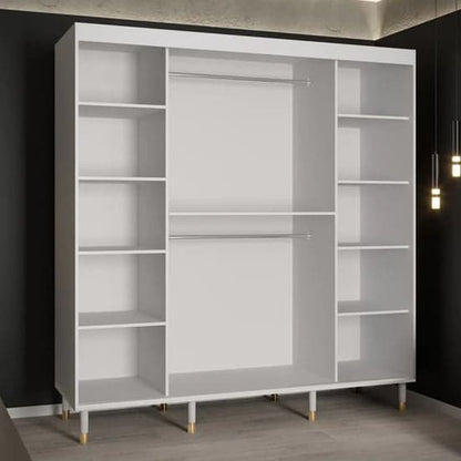 Barrie I Mirrored Wardrobe With Sliding 2 Doors 200cm In White