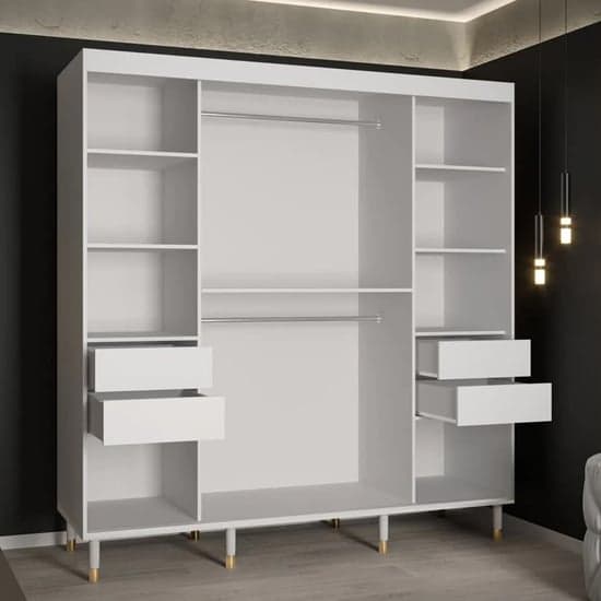 Barrie I Mirrored Wardrobe With Sliding 2 Doors 200cm In White