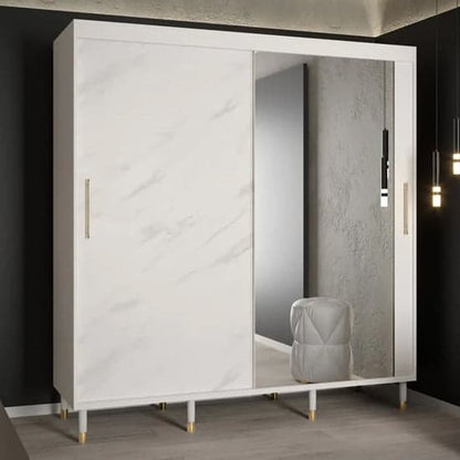 Barrie I Mirrored Wardrobe With Sliding 2 Doors 200cm In White