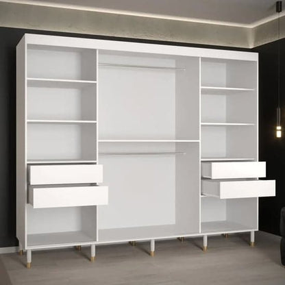 Barrie I Mirrored Wardrobe With Sliding 3 Doors 250cm In White