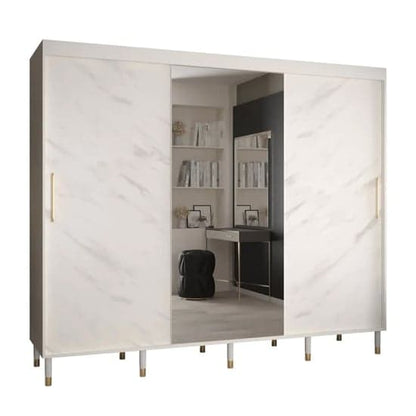 Barrie I Mirrored Wardrobe With Sliding 3 Doors 250cm In White