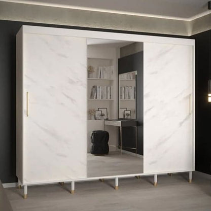 Barrie I Mirrored Wardrobe With Sliding 3 Doors 250cm In White