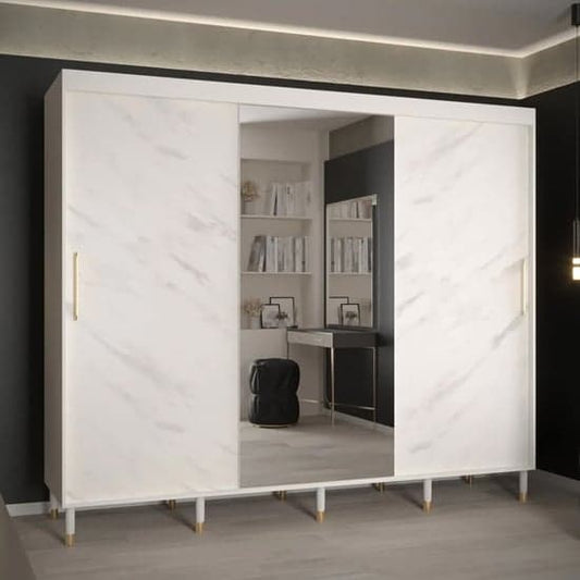 White 250cm Barrie I Sliding Wardrobe | Mirror | 3 Doors