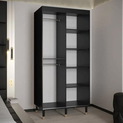 Barrie Wooden Wardrobe With Sliding 2 Doors 100cm In Black