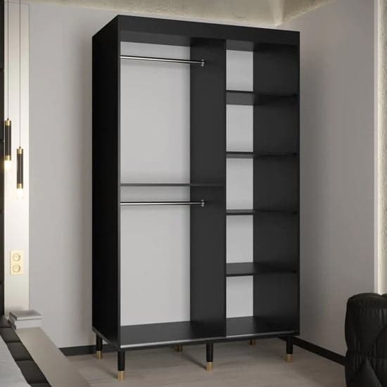 Barrie Wooden Wardrobe With Sliding 2 Doors 120cm In Black