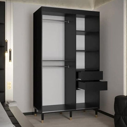 Barrie Wooden Wardrobe With Sliding 2 Doors 120cm In Black