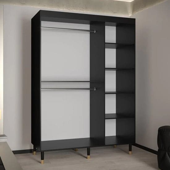 Barrie Wooden Wardrobe With 2 Sliding Doors 150cm In Black