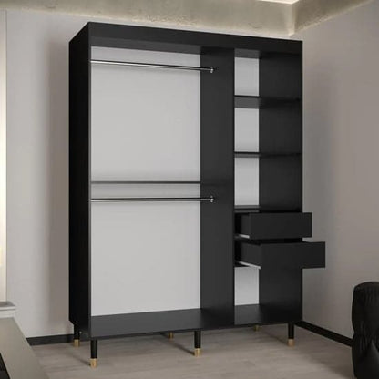 Barrie Wooden Wardrobe With 2 Sliding Doors 150cm In Black