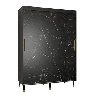 Barrie Wooden Wardrobe With 2 Sliding Doors 150cm In Black