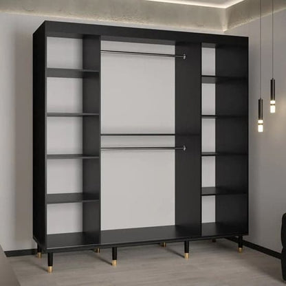 Barrie Wooden Wardrobe With Sliding 2 Doors 200cm In Black