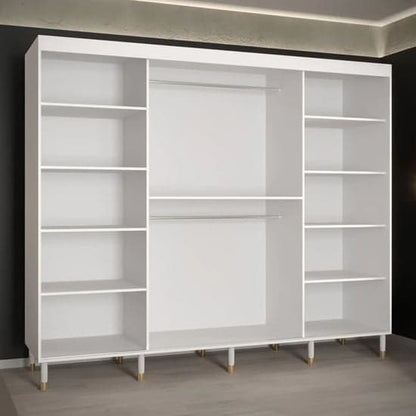 Barrie Wooden Wardrobe With Sliding 3 Doors 250cm In White