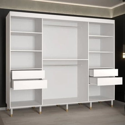 Barrie Wooden Wardrobe With Sliding 3 Doors 250cm In White