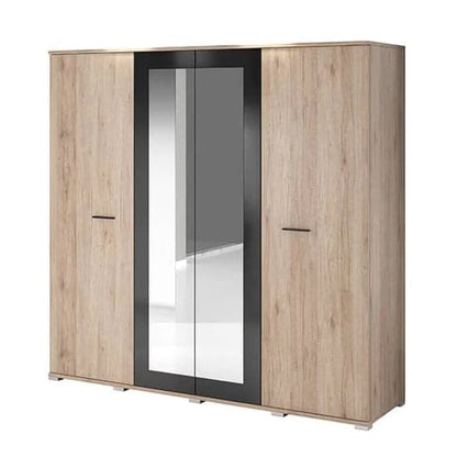 Basalt Mirrored Wardrobe With 4 Doors In San Remo Oak