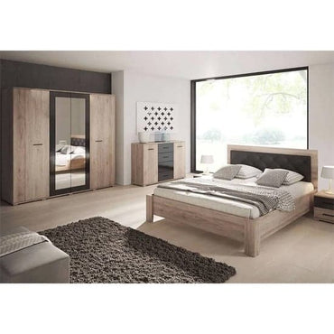 San Remo Oak King Size Bed with Black Basalt Wood Finish