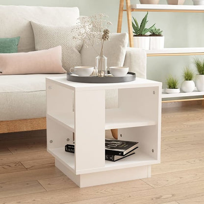 Modern White Wooden Coffee Table with Undershelf for Living Room