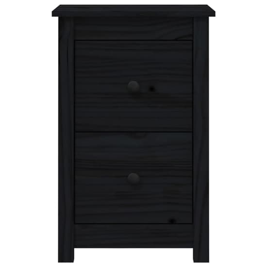 Beale Pine Wood Bedside Cabinet With 2 Drawers In Black