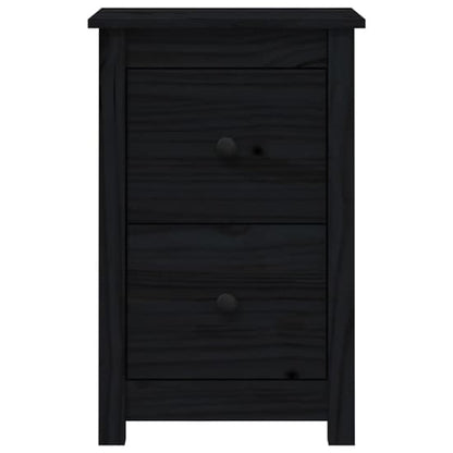 Beale Pine Wood Bedside Cabinet With 2 Drawers In Black