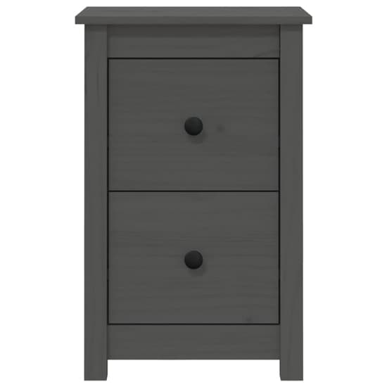 Beale Pine Wood Bedside Cabinet With 2 Drawers In Grey