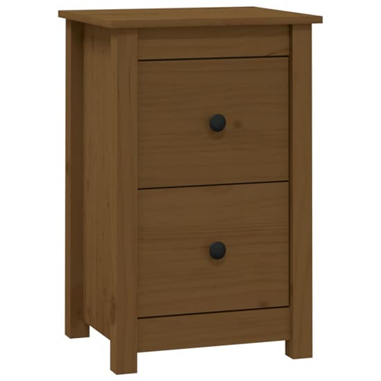 Beale Pine Wood Bedside Cabinet With 2 Drawers In Honey Brown