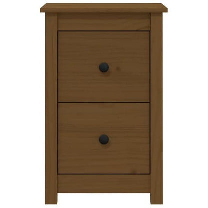 Beale Pine Wood Bedside Cabinet With 2 Drawers In Honey Brown