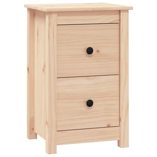 Furco Beale Natural Pine Wood Nightstand with 2 Drawers for Bedroom Storage