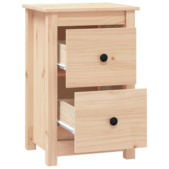 Beale Pine Wood Bedside Cabinet With 2 Drawers In Natural