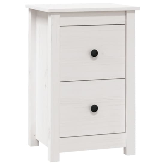 Beale Pine Wood Bedside Cabinet With 2 Drawers In White