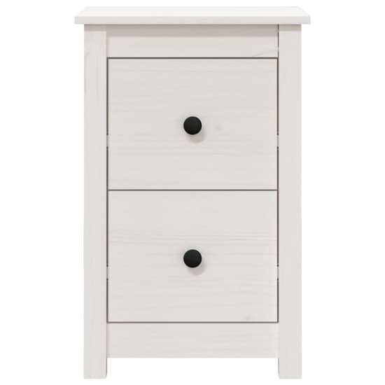 Beale Pine Wood Bedside Cabinet With 2 Drawers In White