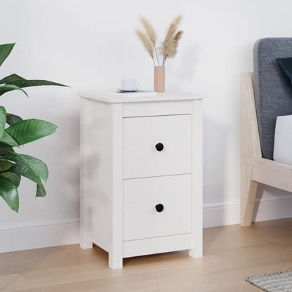 Beale Pine Wood Bedside Cabinet With 2 Drawers In White