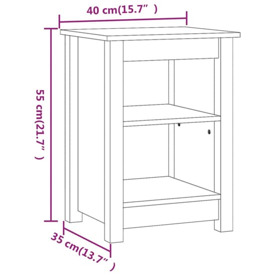 FURCO White Pine Wood Nightstand with 2 Shelves for Bedroom Storage