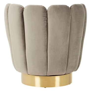 FURCO Bealie Grey Velvet Chair with Gold Base - Stylish Cocktail Seating for Living Room