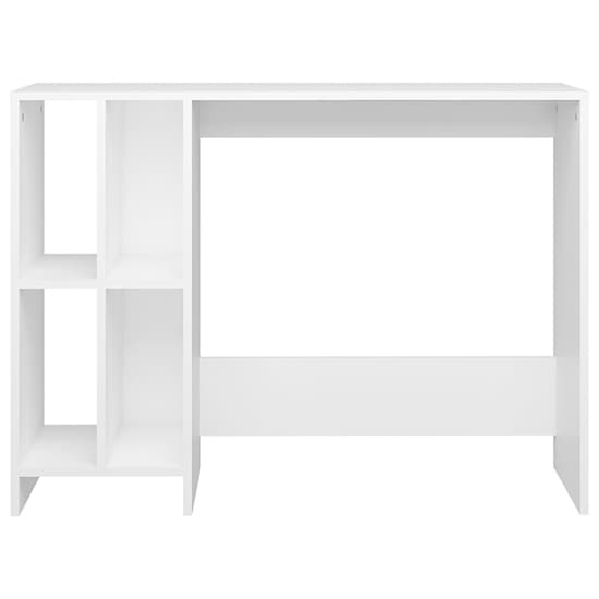 FURCO Becker Compact White Wooden Laptop Desk with 4 Shelves for Home Office