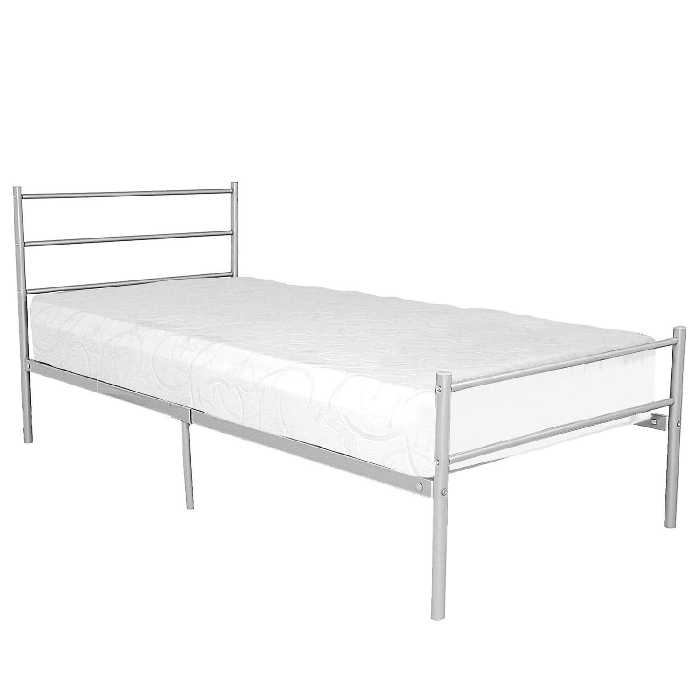 Hirwaun 3ft Single Metal Bed Frame with Central Legs Support in Silver - Nestium