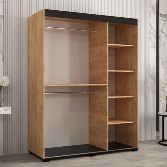 Beilla Mirrored Sliding Wardrobe | Golden Oak Finish | Mirror | 2 Doors | 150cm