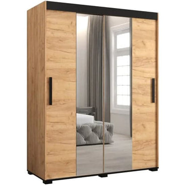 Beilla Mirrored Sliding Wardrobe | Golden Oak Finish | Mirror | 2 Doors | 150cm