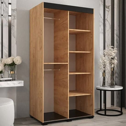 Beilla III 100cm Mirrored Wardrobe | Sliding | Golden Oak | Mirror | 2 Doors | 100cm