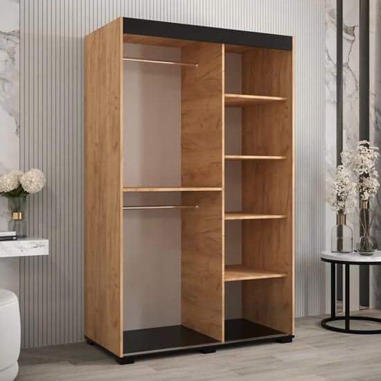 Beilla III Mirrored Sliding Wardrobe | Golden Oak | Mirror | 2 Doors | 120cm