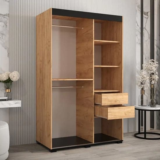 Beilla III Mirrored Sliding Wardrobe | Golden Oak | Mirror | 2 Doors | 120cm