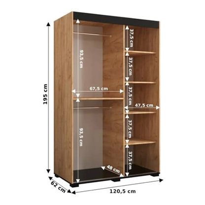 Beilla III Mirrored Sliding Wardrobe | Golden Oak | Mirror | 2 Doors | 120cm