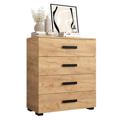 Beilla Wooden Chest Of 4 Drawers In Golden Oak