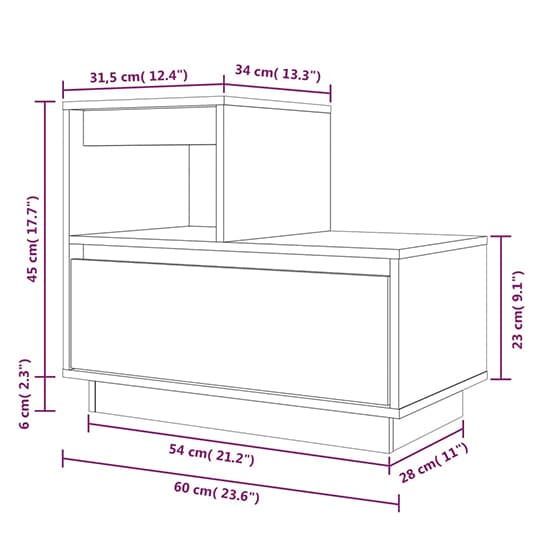 Belay Pinewood Bedside Cabinet With 1 Drawer In Black