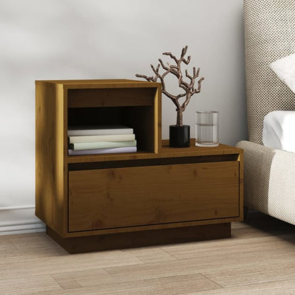 Belay Pinewood Bedside Cabinet With 1 Drawer In Honey Brown