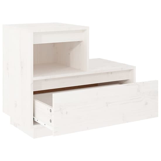 White Pinewood Bedside Cabinet with Drawer for Bedroom Storage